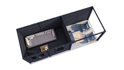 Lugarde Select Modern summerhouse 28mm with veranda Dublin 388x250cm + 300cm - Black Wood Oil