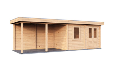 Lugarde Select Modern summerhouse 28mm with veranda Belfast 388x250cm + 400cm - Untreated