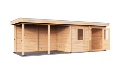 Lugarde Select Modern summerhouse 28mm with veranda Belfast 388x250cm + 400cm - Untreated
