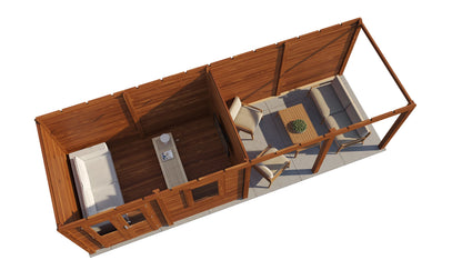 Lugarde Select Modern summerhouse 28mm with veranda Belfast 388x250cm + 400cm - Brown Wood Oil