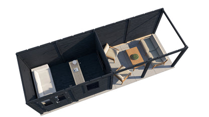 Lugarde Select Modern summerhouse 28mm with veranda Belfast 388x250cm + 400cm - Black Wood Oil