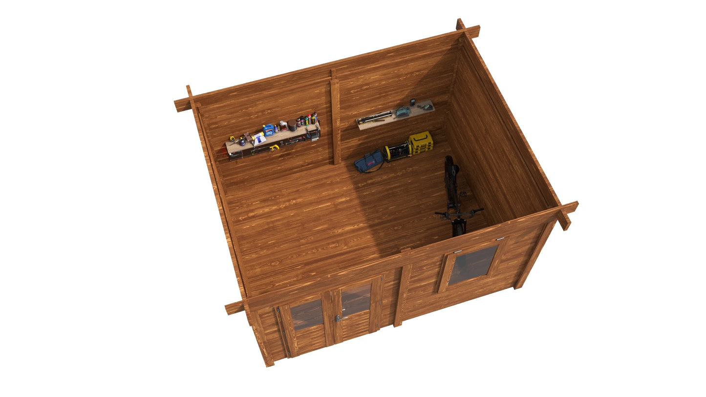 Lugarde Select Modern summerhouse 28mm Cardiff 388x300cm - Brown Wood Oil