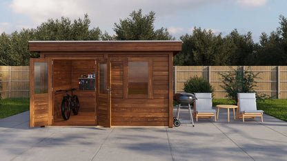 Lugarde Select Modern summerhouse 28mm Cardiff 388x300cm - Brown Wood Oil