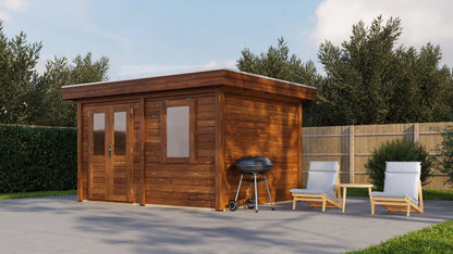Lugarde Select Modern summerhouse 28mm Cardiff 388x300cm - Brown Wood Oil