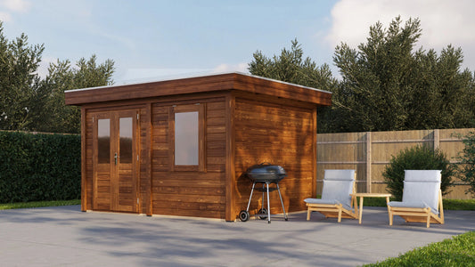 Lugarde Select Modern summerhouse 28mm Cardiff 388x300cm - Brown Wood Oil