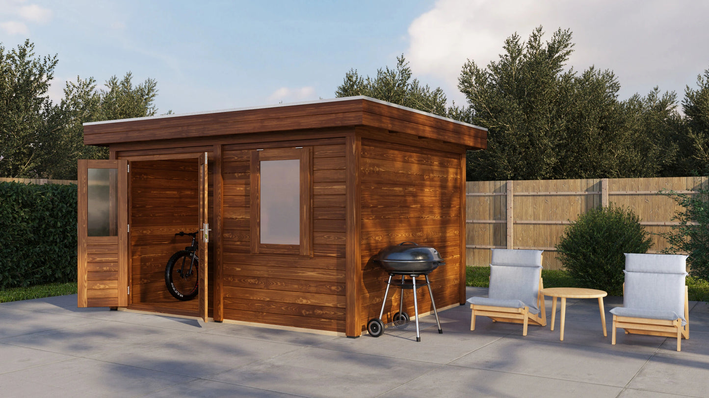 Lugarde Select Modern summerhouse 28mm Cardiff 388x300cm - Brown Wood Oil