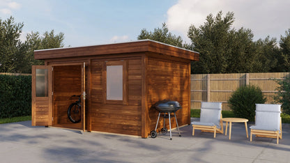 Lugarde Select Modern summerhouse 28mm Cardiff 388x300cm - Brown Wood Oil