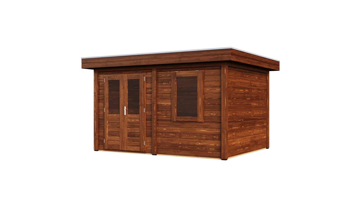 Lugarde Select Modern summerhouse 28mm Cardiff 388x300cm - Brown Wood Oil
