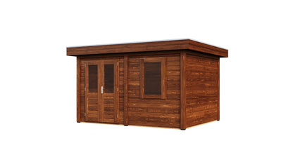 Lugarde Select Modern summerhouse 28mm Cardiff 388x300cm - Brown Wood Oil