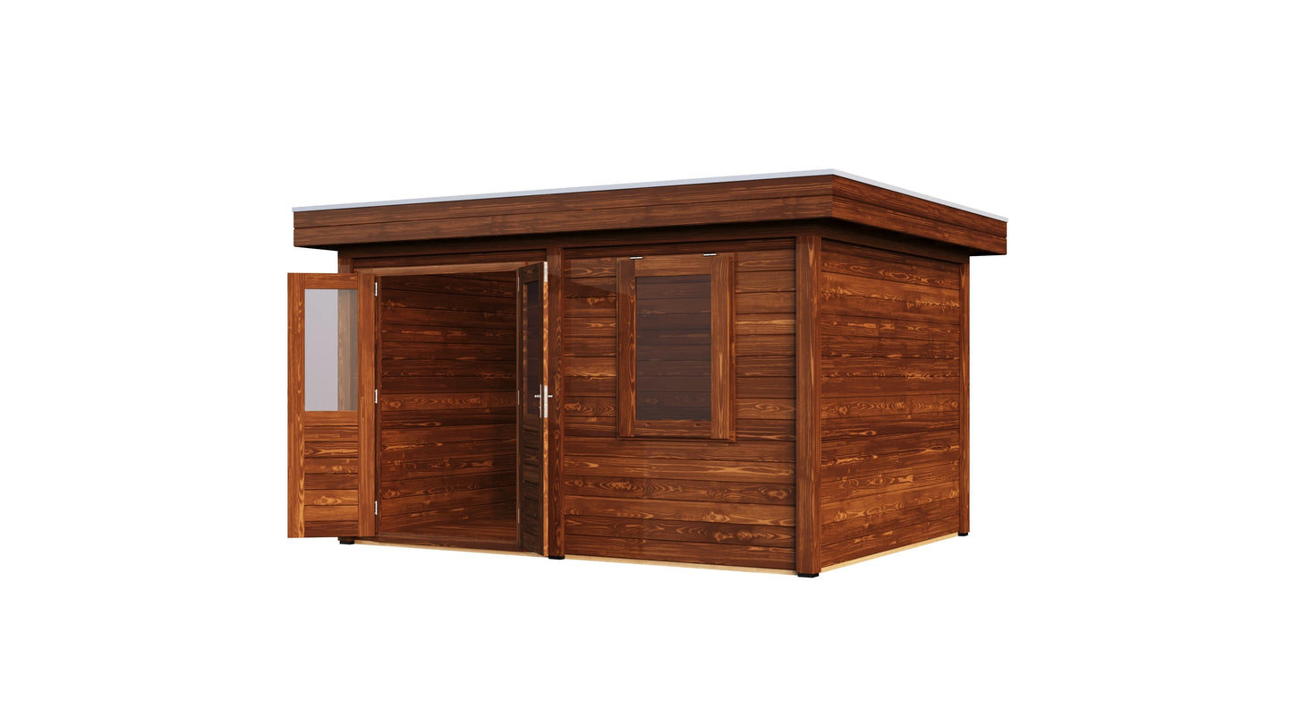 Lugarde Select Modern summerhouse 28mm Cardiff 388x300cm - Brown Wood Oil