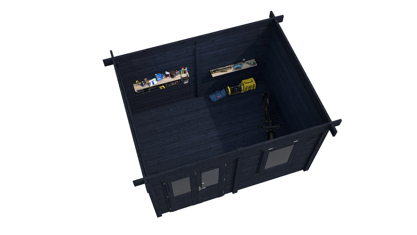 Lugarde Select Modern summerhouse 28mm Cardiff 388x300cm - Black Wood Oil