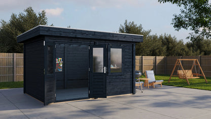 Lugarde Select Modern summerhouse 28mm Cardiff 388x300cm - Black Wood Oil