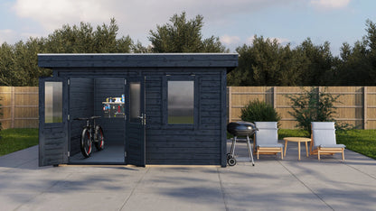 Lugarde Select Modern summerhouse 28mm Cardiff 388x300cm - Black Wood Oil