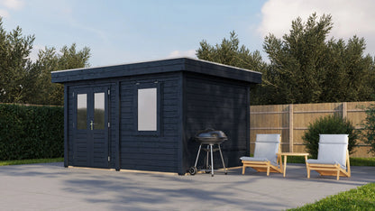 Lugarde Select Modern summerhouse 28mm Cardiff 388x300cm - Black Wood Oil