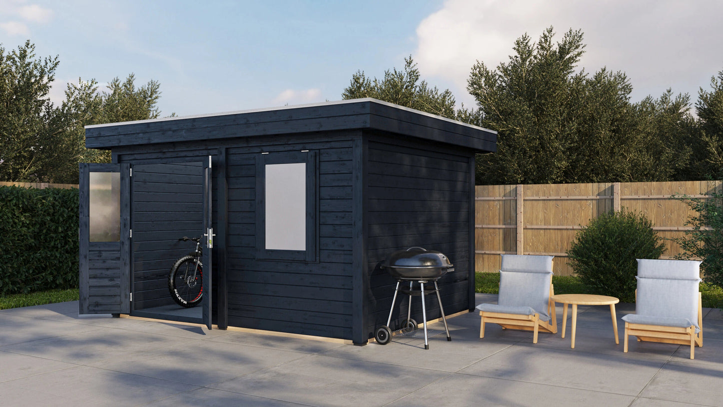 Lugarde Select Modern summerhouse 28mm Cardiff 388x300cm - Black Wood Oil