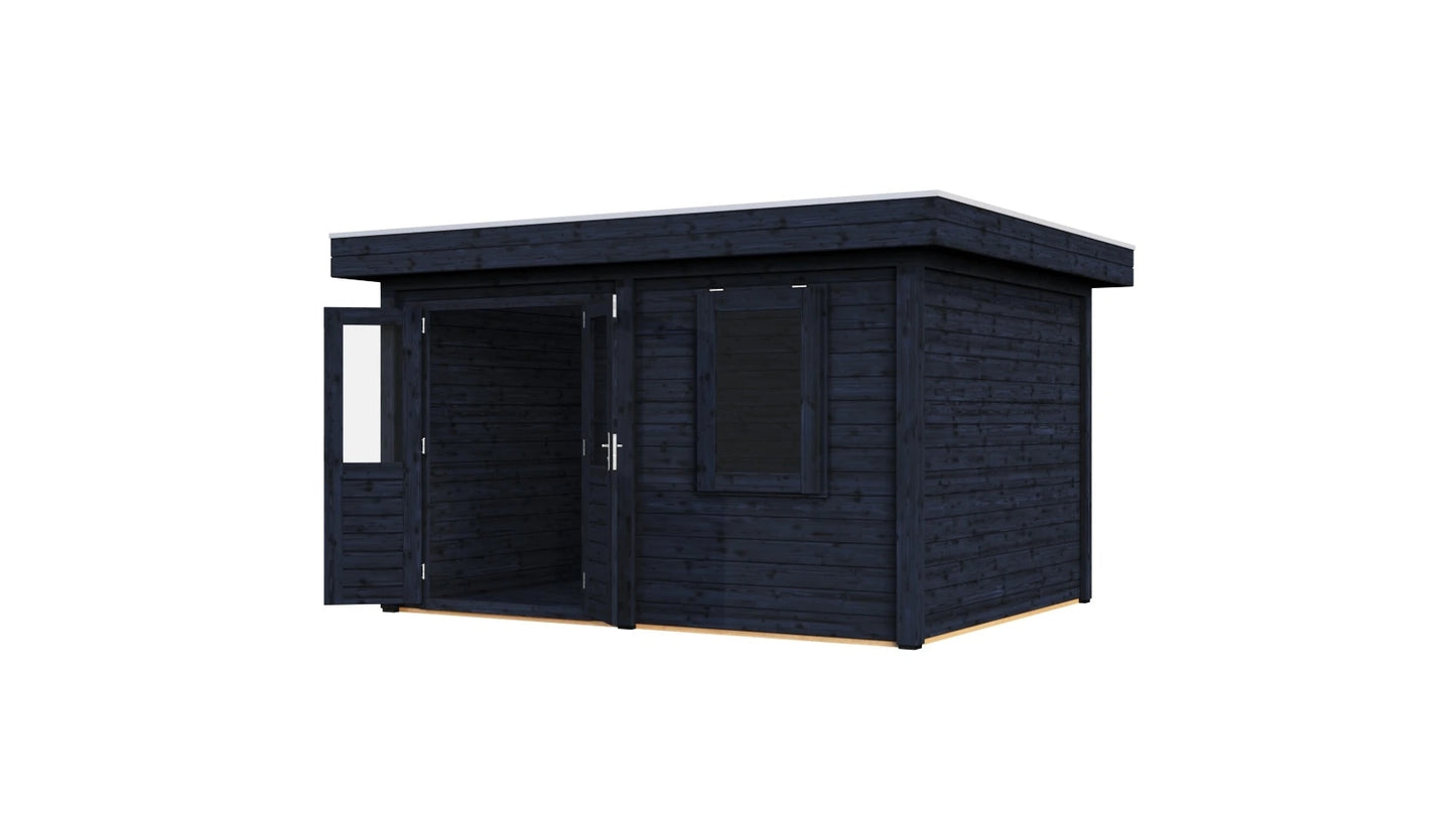 Lugarde Select Modern summerhouse 28mm Cardiff 388x300cm - Black Wood Oil