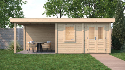 Lugarde Select Modern summerhouse 28mm with veranda Newport 388x300cm + 300cm - Untreated