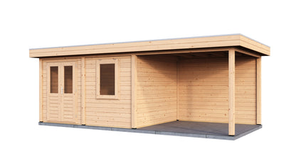 Lugarde Select Modern summerhouse 28mm with veranda Newport 388x300cm + 300cm - Untreated