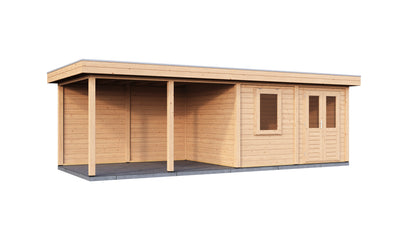 Lugarde Select Modern summerhouse 28mm with veranda Exeter 388x300cm + 400cm - Untreated