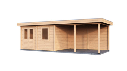 Lugarde Select Modern summerhouse 28mm with veranda Exeter 388x300cm + 400cm - Untreated