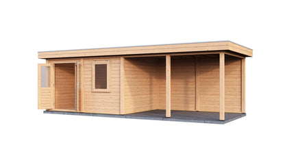 Lugarde Select Modern summerhouse 28mm with veranda Exeter 388x300cm + 400cm - Untreated