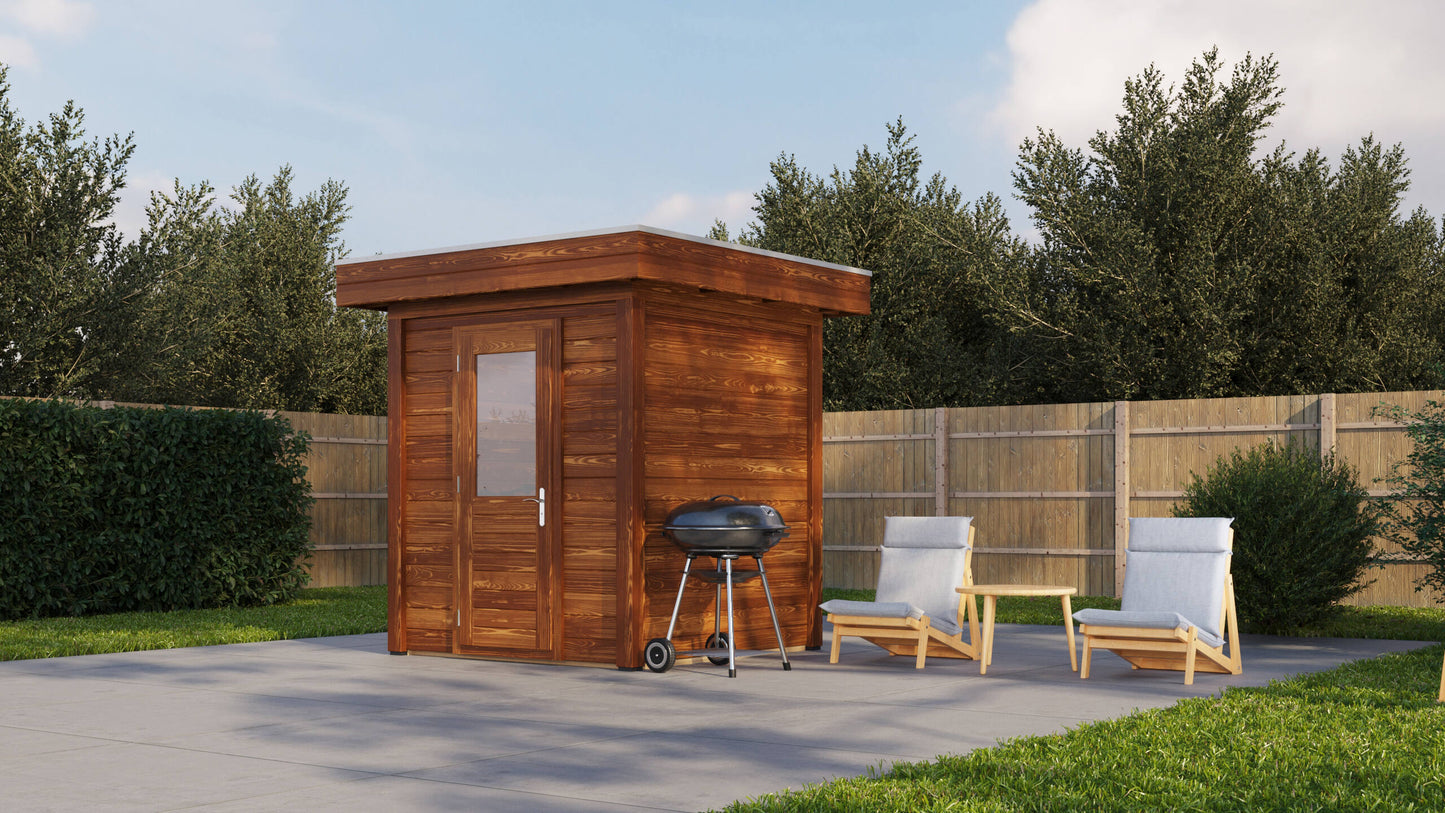 Lugarde Select Modern summerhouse 28mm London 200x200cm - Brown Wood Oil