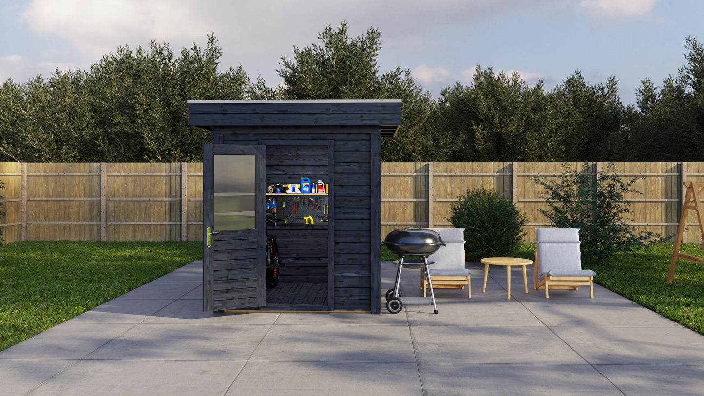 Lugarde Select Modern summerhouse 28mm London 200x200cm - Black Wood Oil