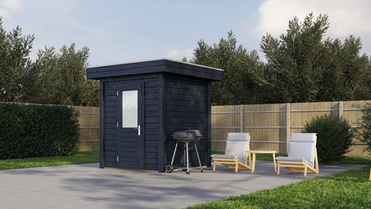 Lugarde Select Modern summerhouse 28mm London 200x200cm - Black Wood Oil