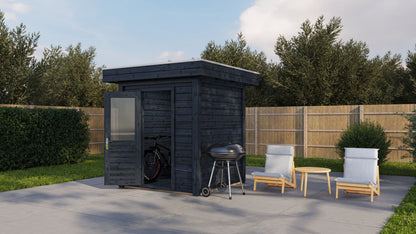 Lugarde Select Modern summerhouse 28mm London 200x200cm - Black Wood Oil