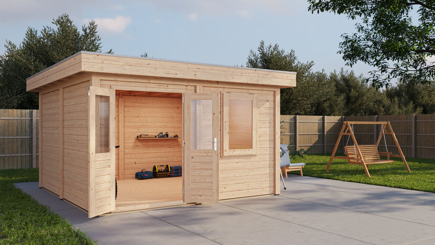 Lugarde Select Modern summerhouse 28mm Bristol 388x388cm - Untreated