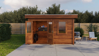 Lugarde Select Modern summerhouse 28mm Bristol 388x388cm - Brown Wood Oil