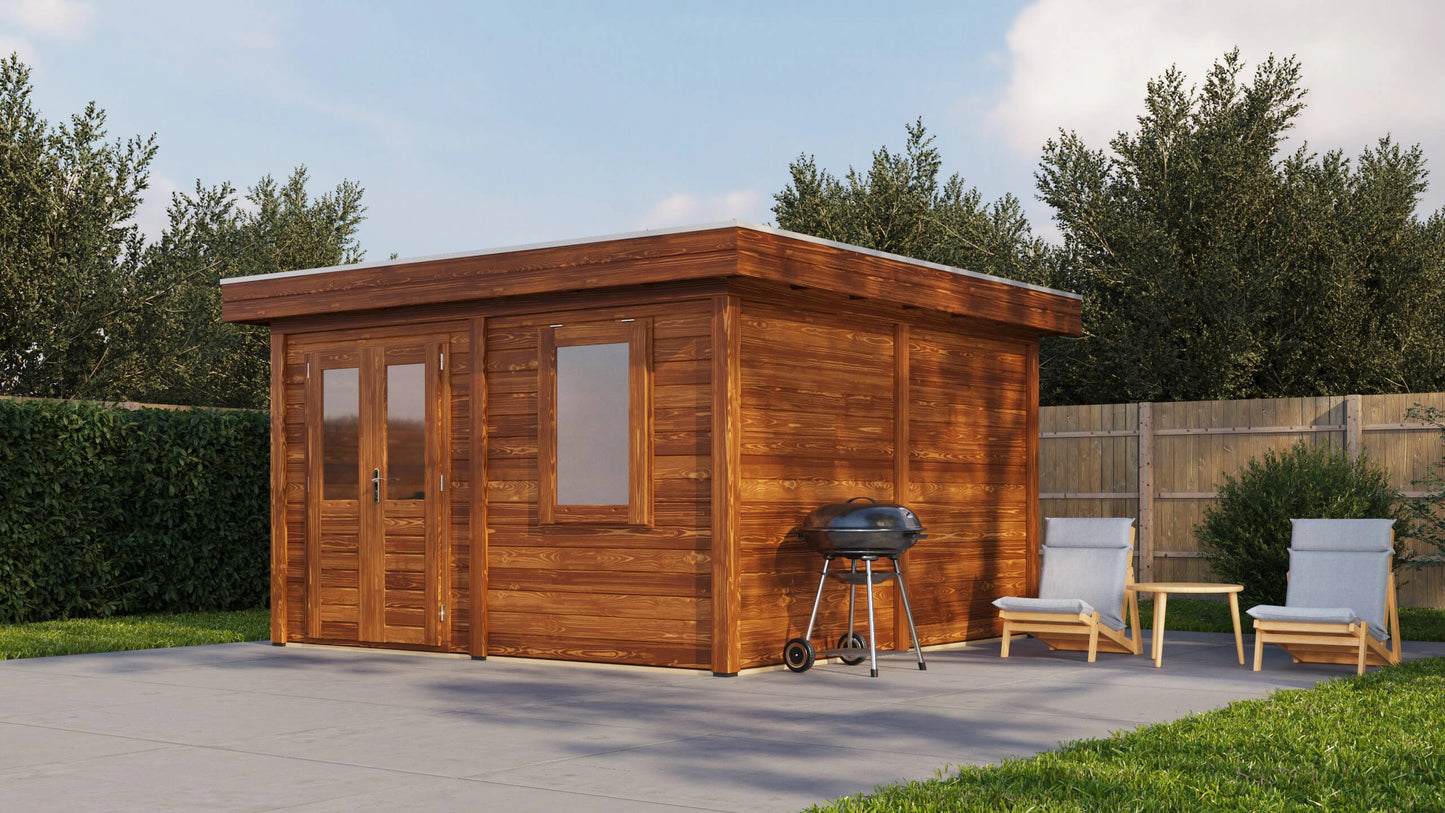 Lugarde Select Modern summerhouse 28mm Bristol 388x388cm - Brown Wood Oil
