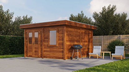 Lugarde Select Modern summerhouse 28mm Bristol 388x388cm - Brown Wood Oil