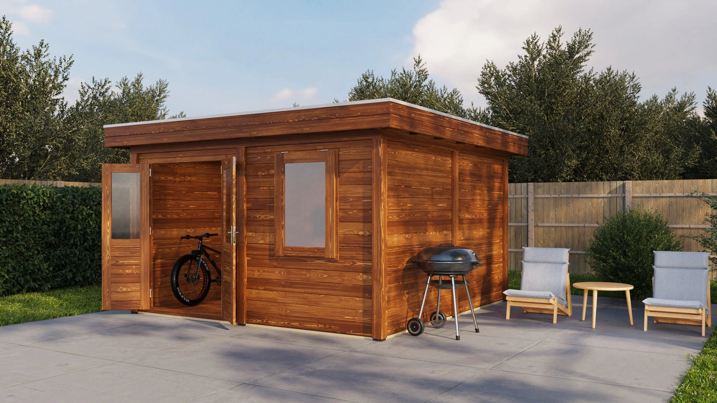 Lugarde Select Modern summerhouse 28mm Bristol 388x388cm - Brown Wood Oil