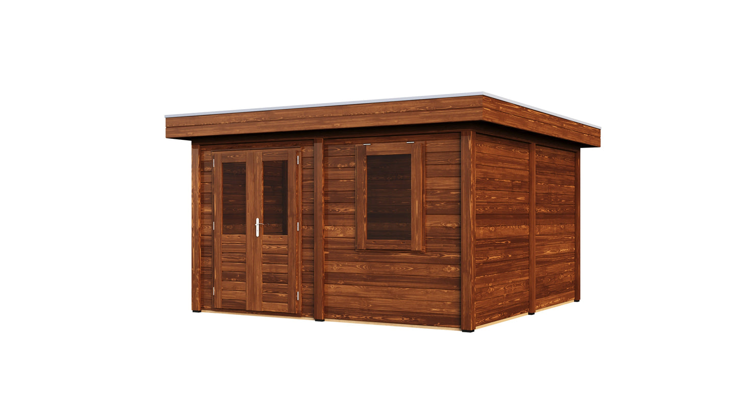 Lugarde Select Modern summerhouse 28mm Bristol 388x388cm - Brown Wood Oil