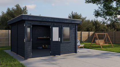 Lugarde Select Modern summerhouse 28mm Bristol 388x388cm - Black Wood Oil