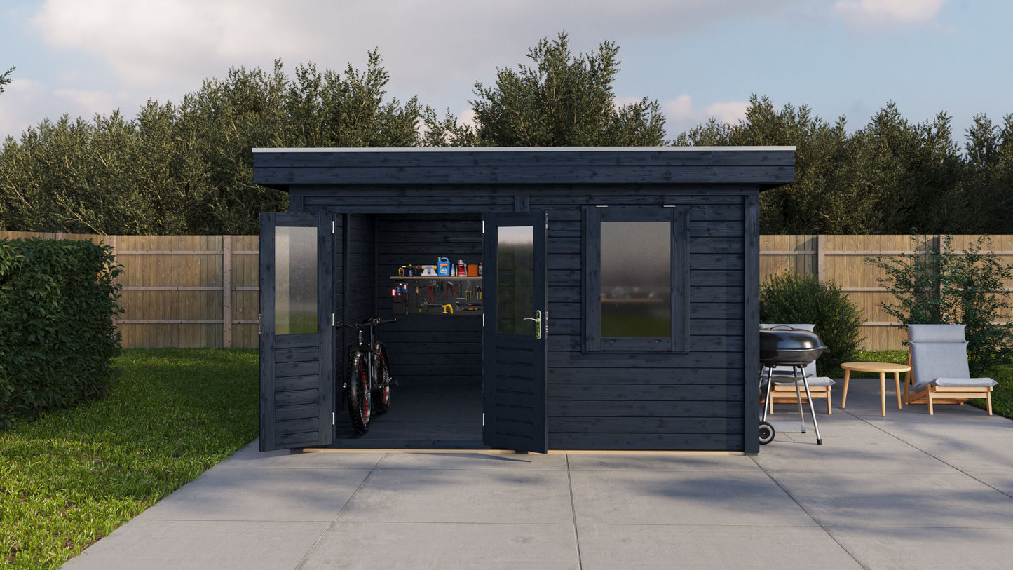 Lugarde Select Modern summerhouse 28mm Bristol 388x388cm - Black Wood Oil