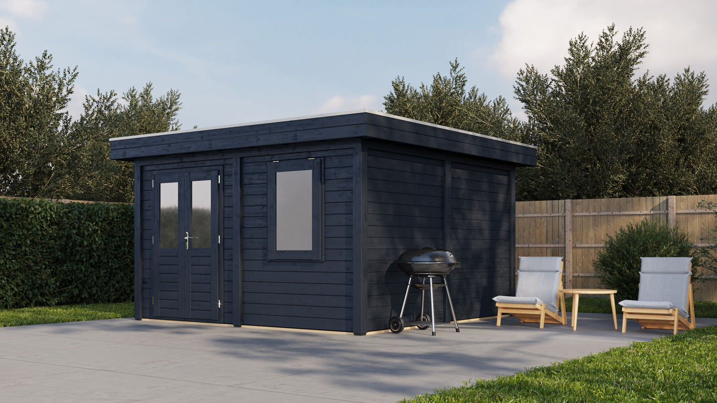Lugarde Select Modern summerhouse 28mm Bristol 388x388cm - Black Wood Oil