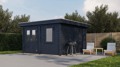 Lugarde Select Modern summerhouse 28mm Bristol 388x388cm - Black Wood Oil
