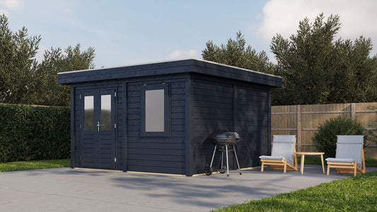 Lugarde Select Modern summerhouse 28mm Bristol 388x388cm - Black Wood Oil