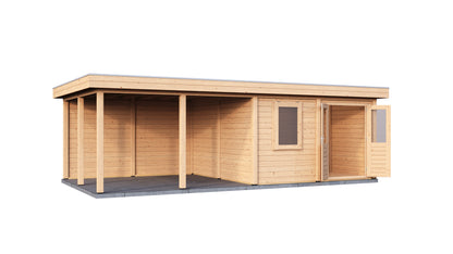 Lugarde Select Modern summerhouse 28mm with veranda Leeds 388x388cm + 400cm - Untreated