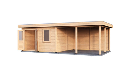 Lugarde Select Modern summerhouse 28mm with veranda Leeds 388x388cm + 400cm - Untreated