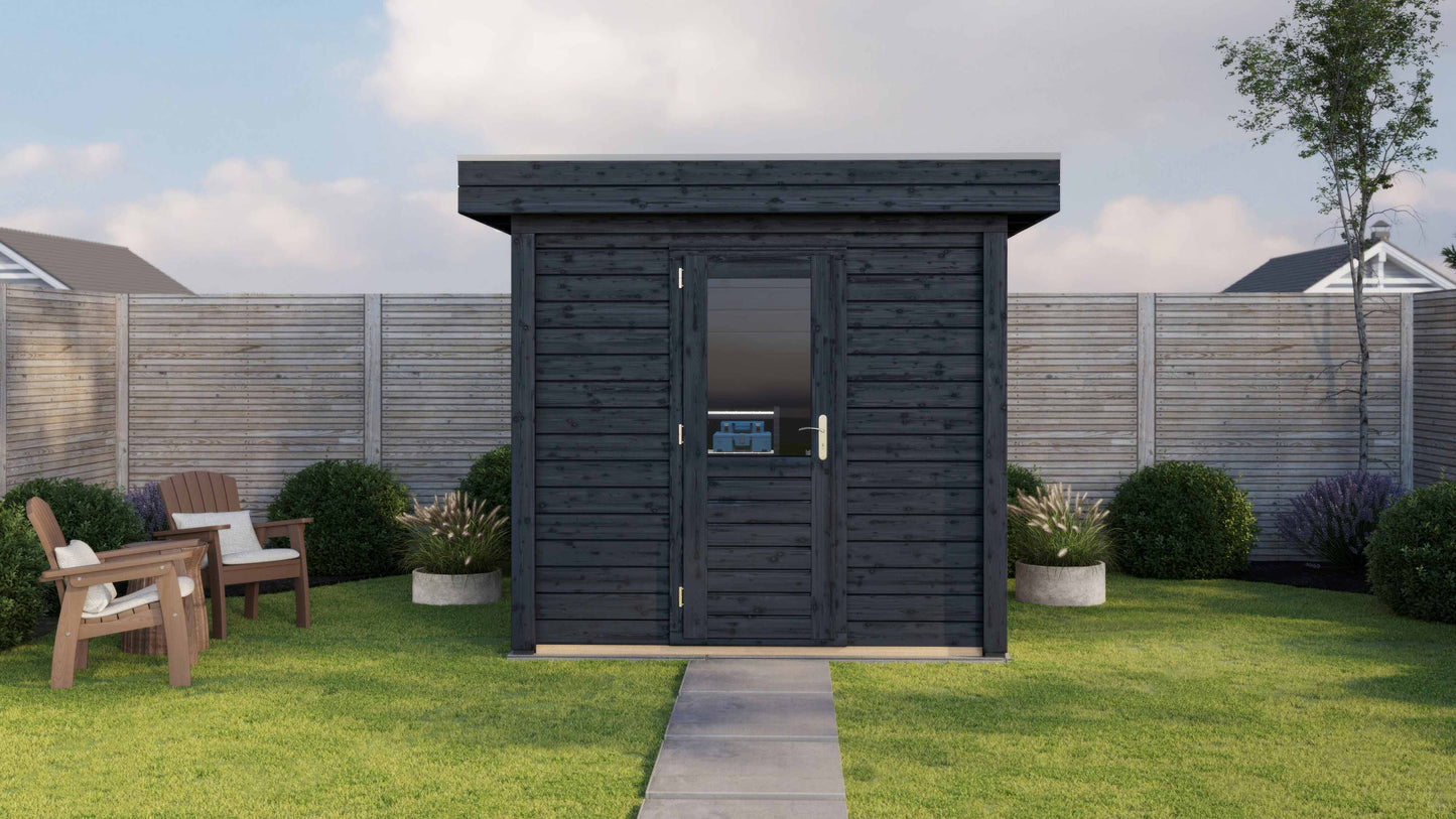 Lugarde Select Modern summerhouse 28mm Sheffield 250x200cm - Black Wood Oil