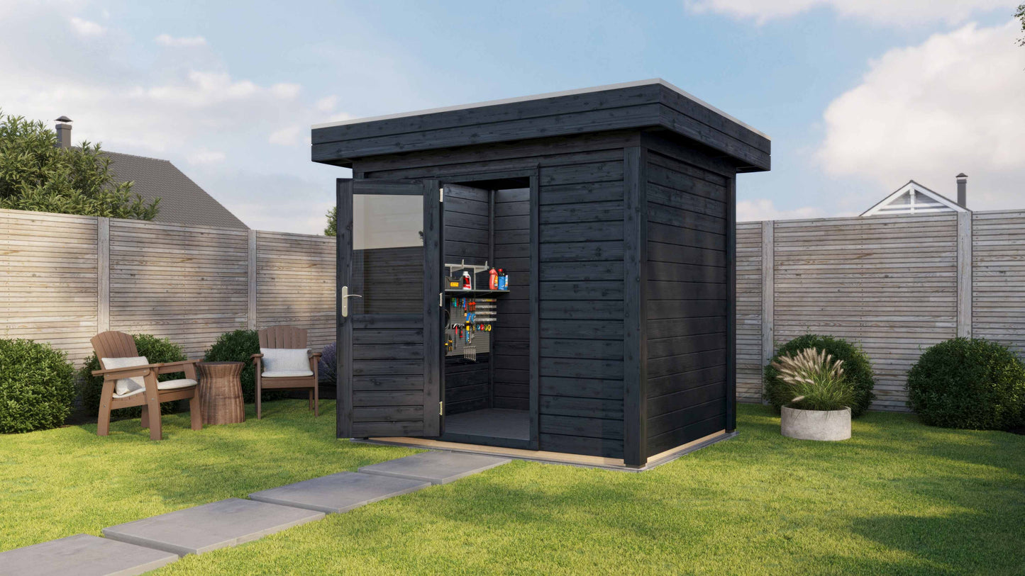 Lugarde Select Modern summerhouse 28mm Sheffield 250x200cm - Black Wood Oil