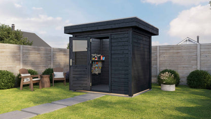 Lugarde Select Modern summerhouse 28mm Sheffield 250x200cm - Black Wood Oil
