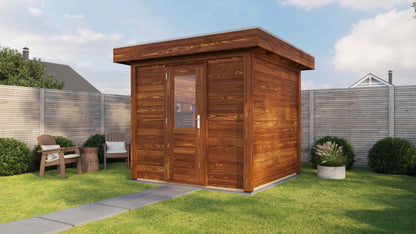 Lugarde Select Modern summerhouse 28mm Sedgley 250x250cm - Brown Wood Oil