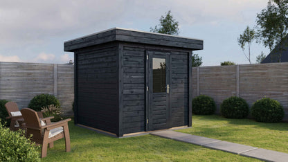 Lugarde Select Modern summerhouse 28mm Sedgley 250x250cm - Black Wood Oil