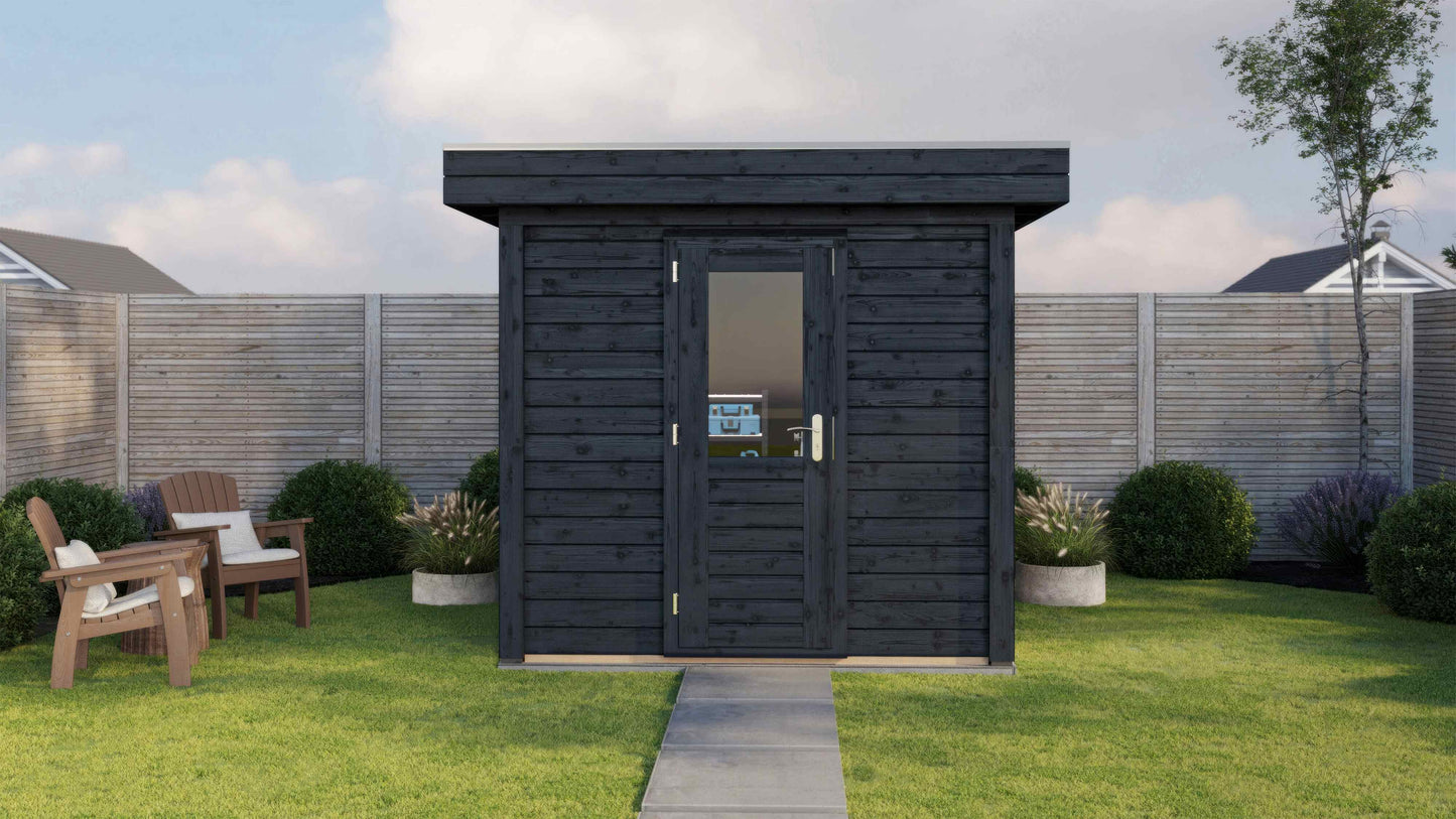 Lugarde Select Modern summerhouse 28mm Sedgley 250x250cm - Black Wood Oil