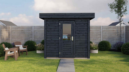 Lugarde Select Modern summerhouse 28mm Sedgley 250x250cm - Black Wood Oil