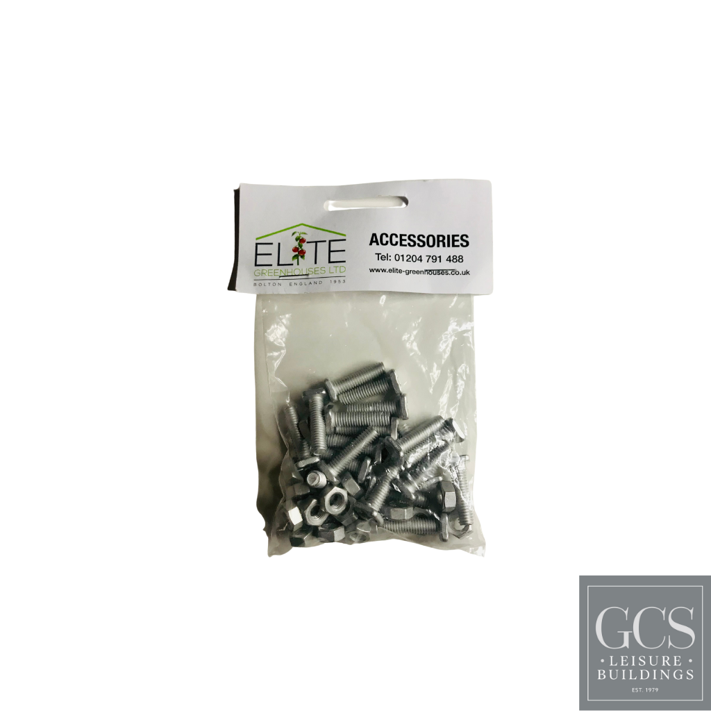 Elite greenhouse square head nuts and bolts x 20 (22mm)